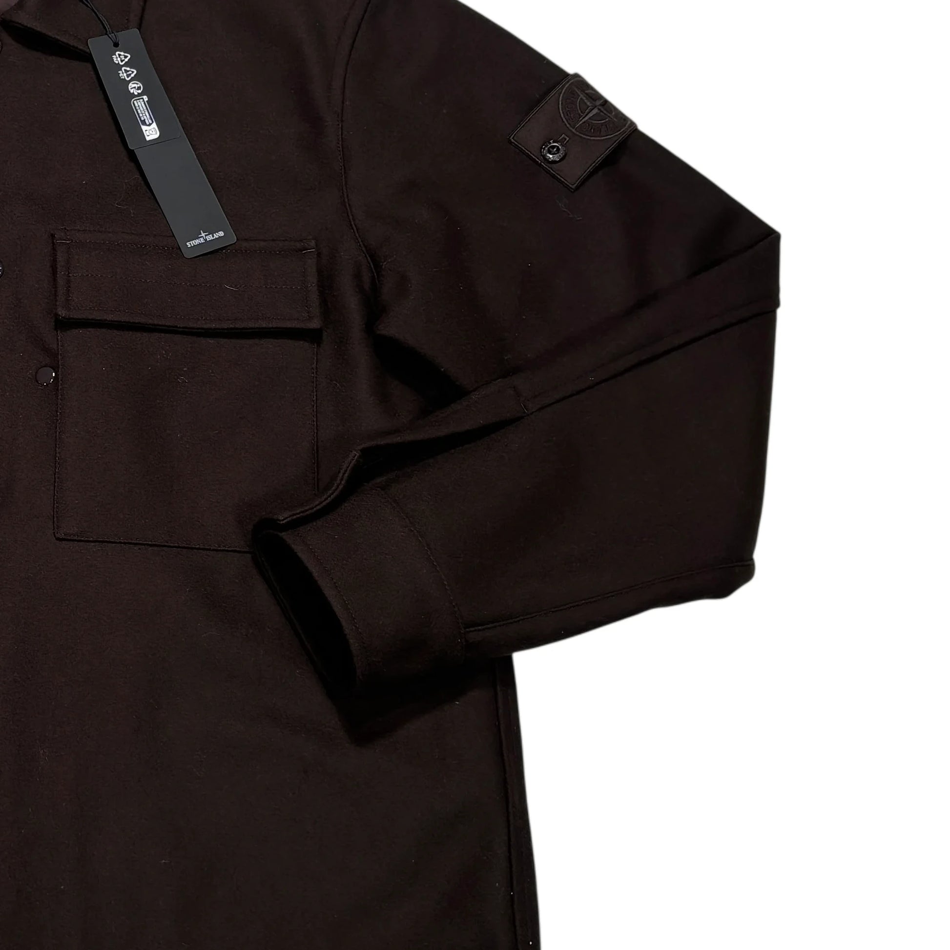 Stone Island Brown Button Up Ghost Piece Overshirt Jacket