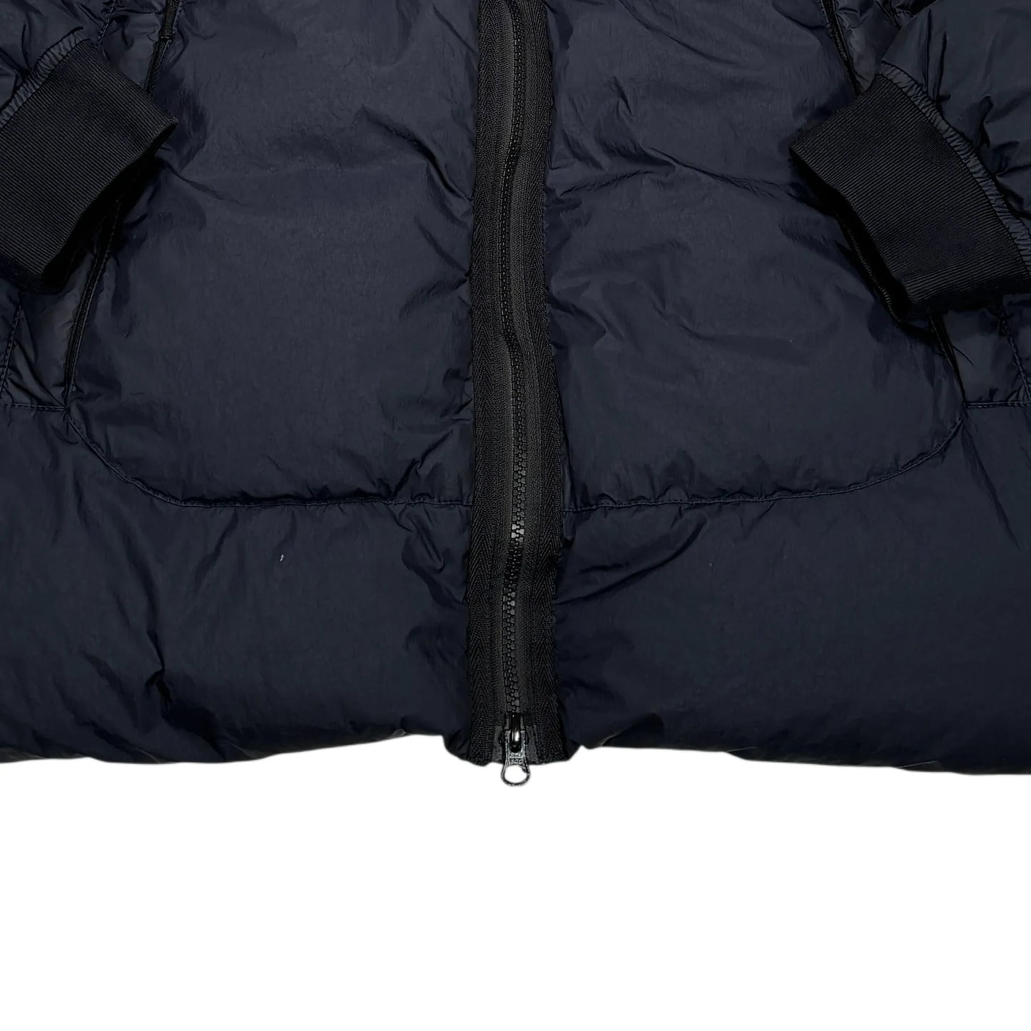 Stone Island Navy Blue Garment Dyed Crinkle Reps NY Down with Hidden Hood Compass Patch Puffer Jacket