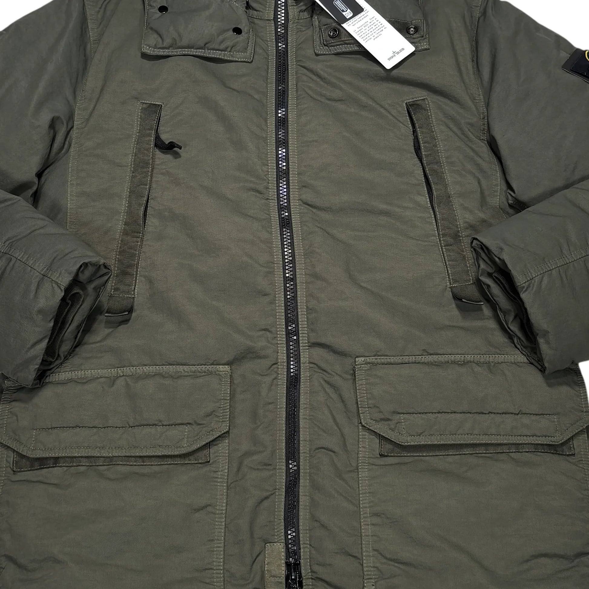 Stone Island Green Opaque Nylon Twill Down-TC Compass Patch Parka Coat