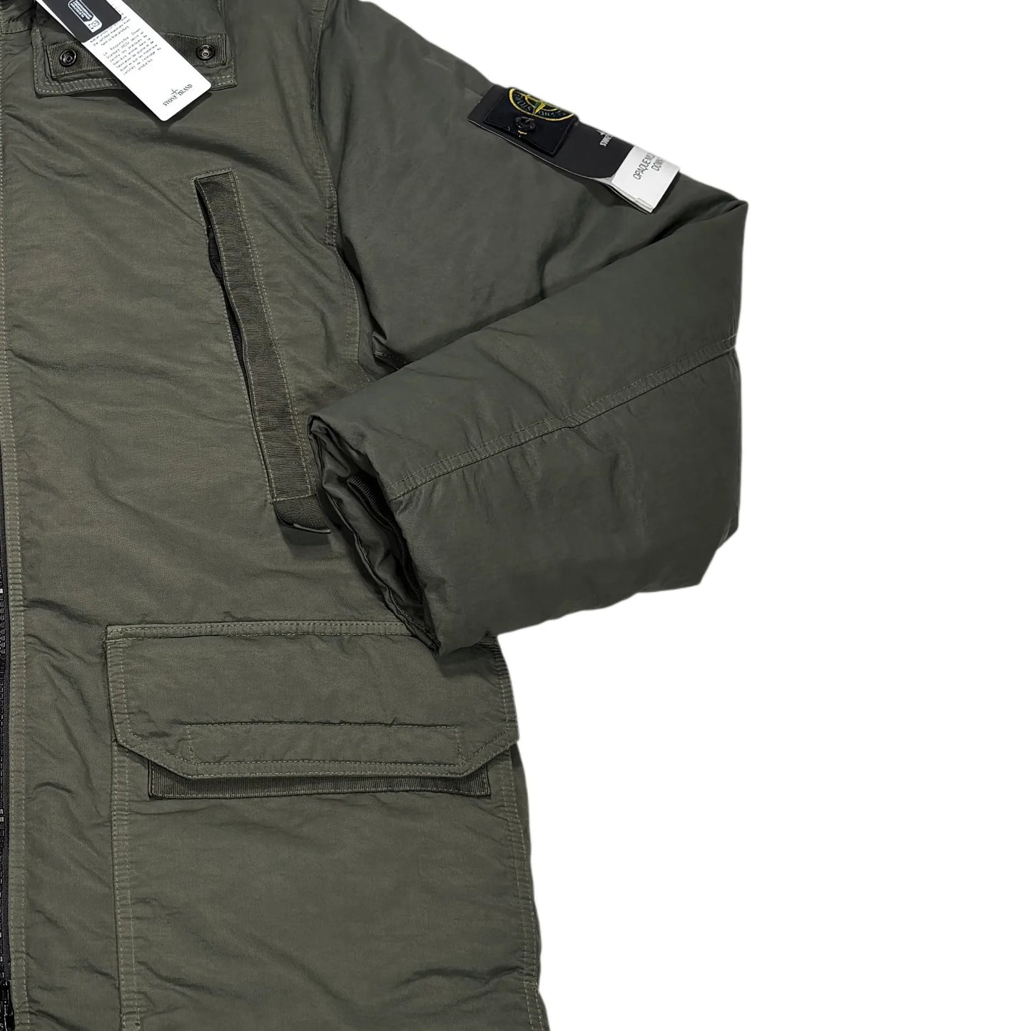Stone Island Green Opaque Nylon Twill Down-TC Compass Patch Parka Coat