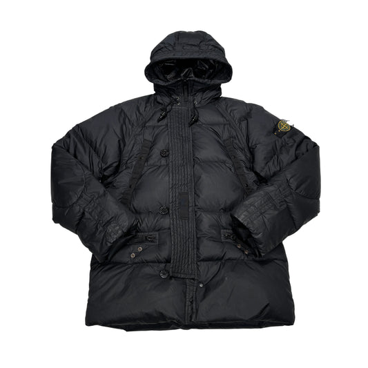 Stone Island Black Goose Down Mesh Badge Puffer Parka Jacket
