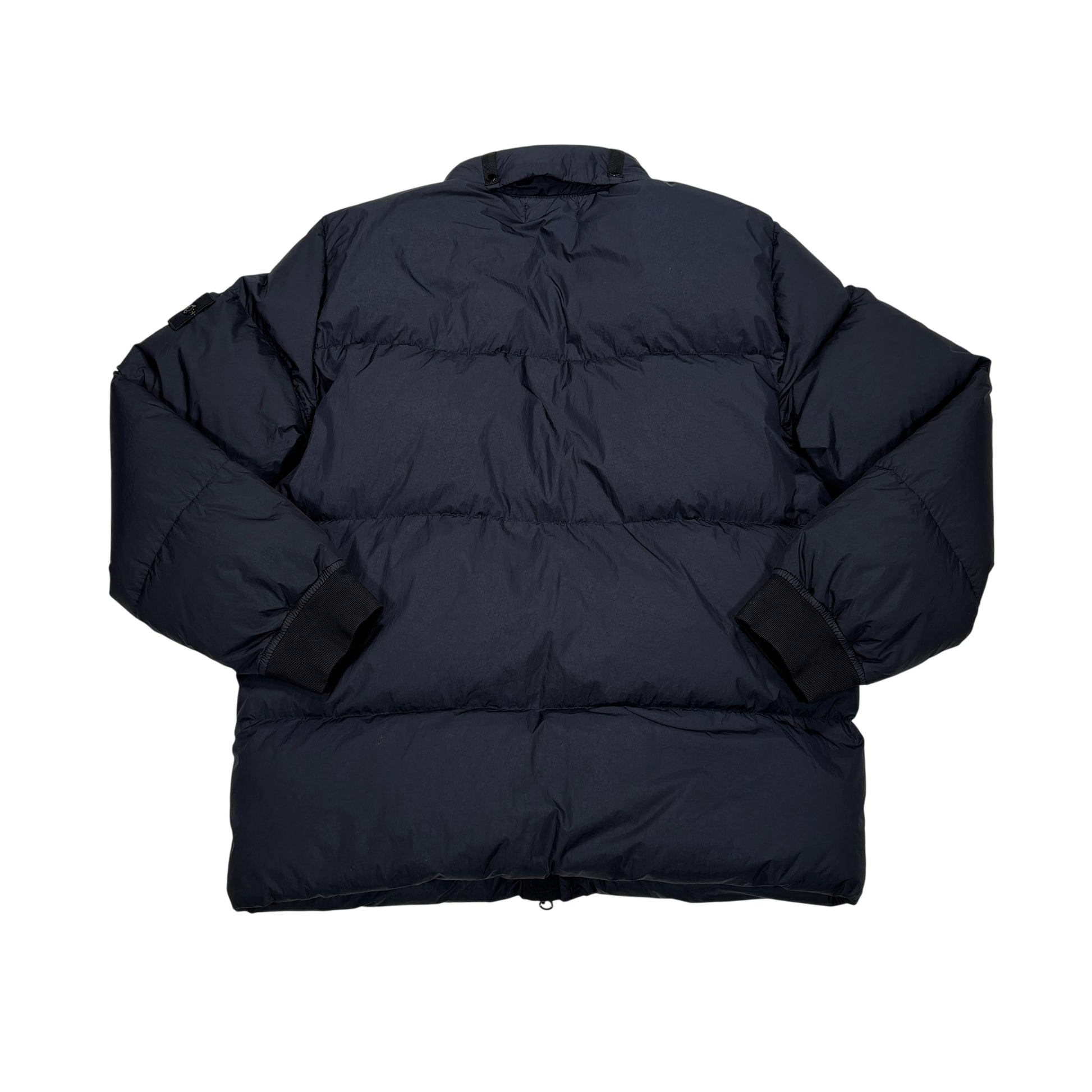 Stone Island Navy Blue Garment Dyed Crinkle Reps NY Down with Hidden Hood Compass Patch Puffer Jacket