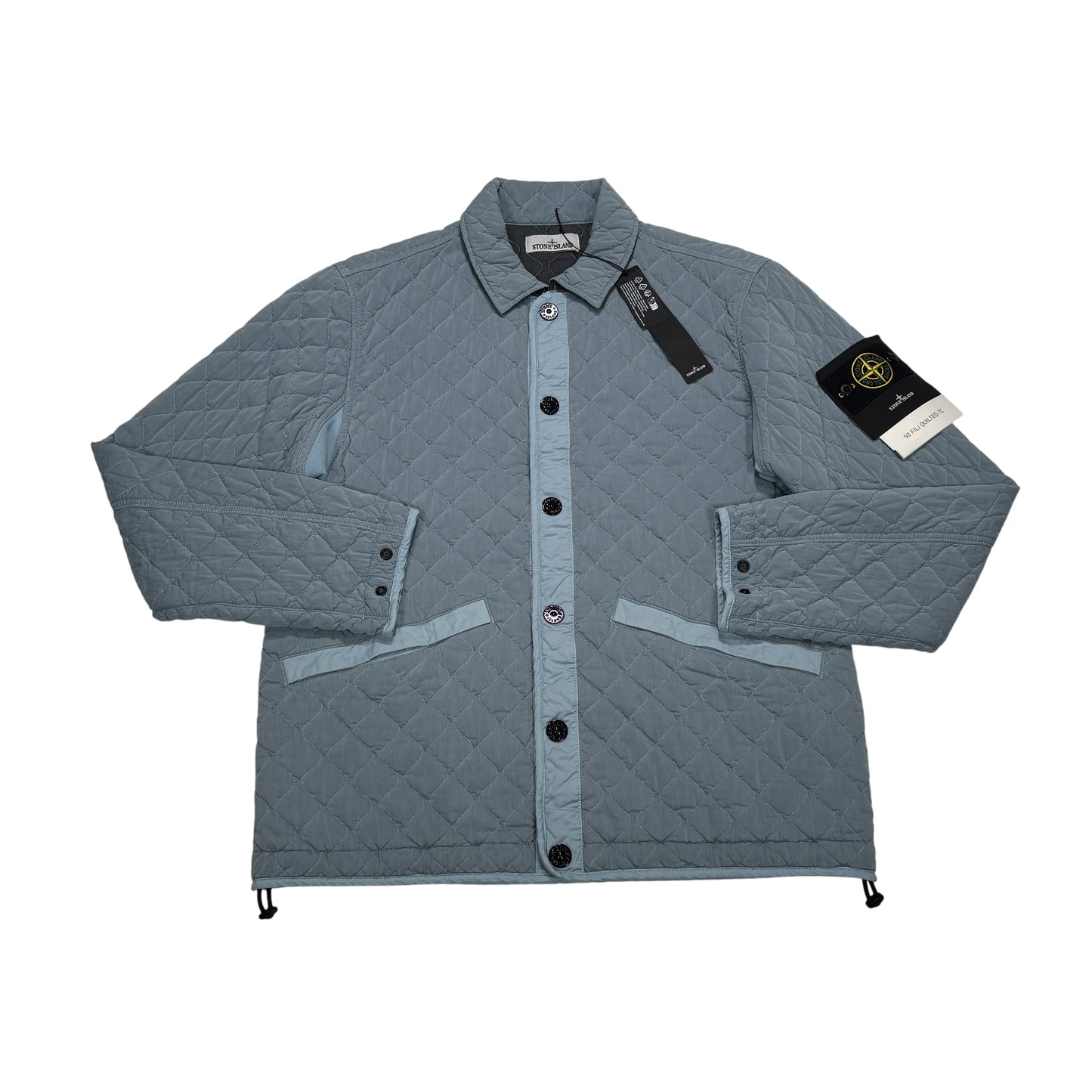 Stone Island Blue Capo Campionario Compass Patch Quilted Jacket