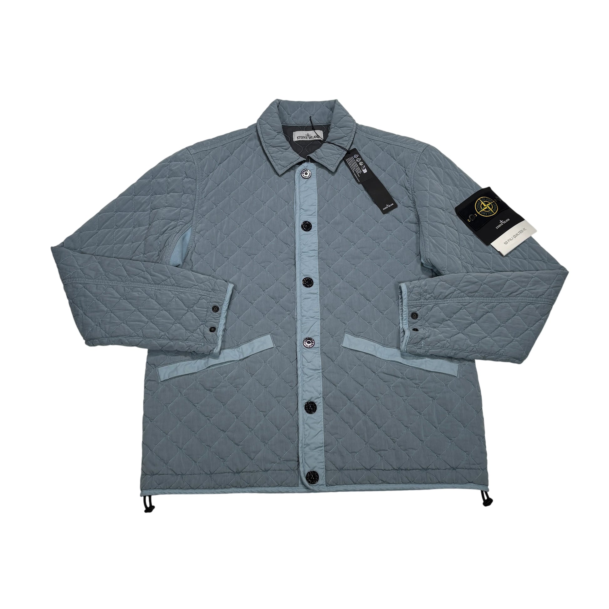 Stone Island Blue Capo Campionario Compass Patch Quilted Jacket