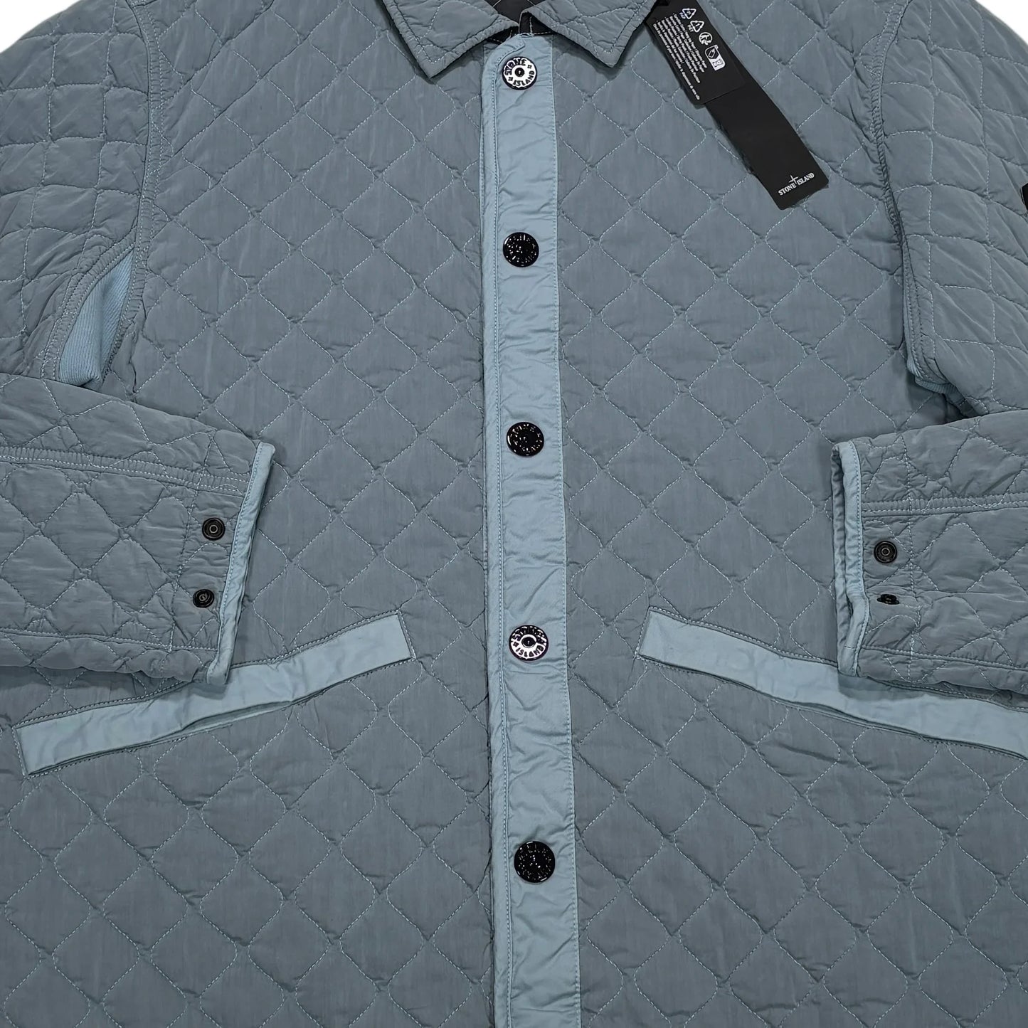 Stone Island Blue Capo Campionario Compass Patch Quilted Jacket