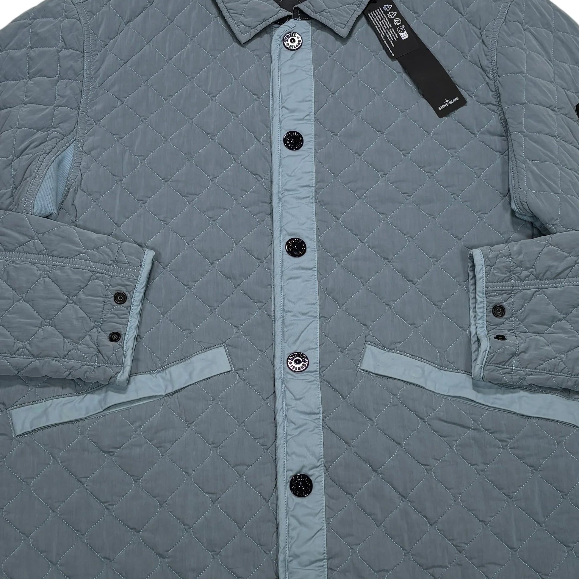 Stone Island Blue Capo Campionario Compass Patch Quilted Jacket