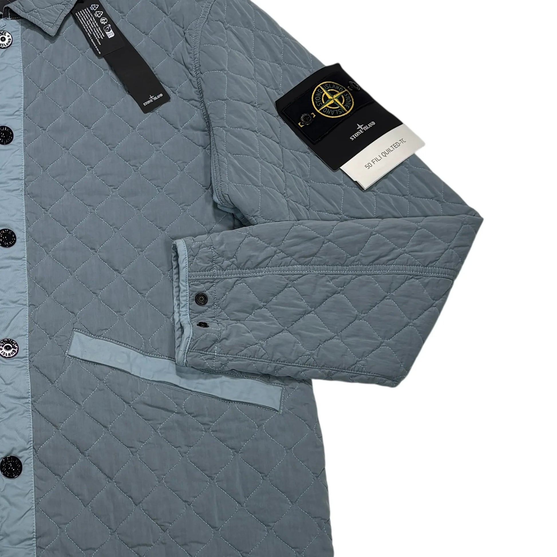 Stone Island Blue Capo Campionario Compass Patch Quilted Jacket