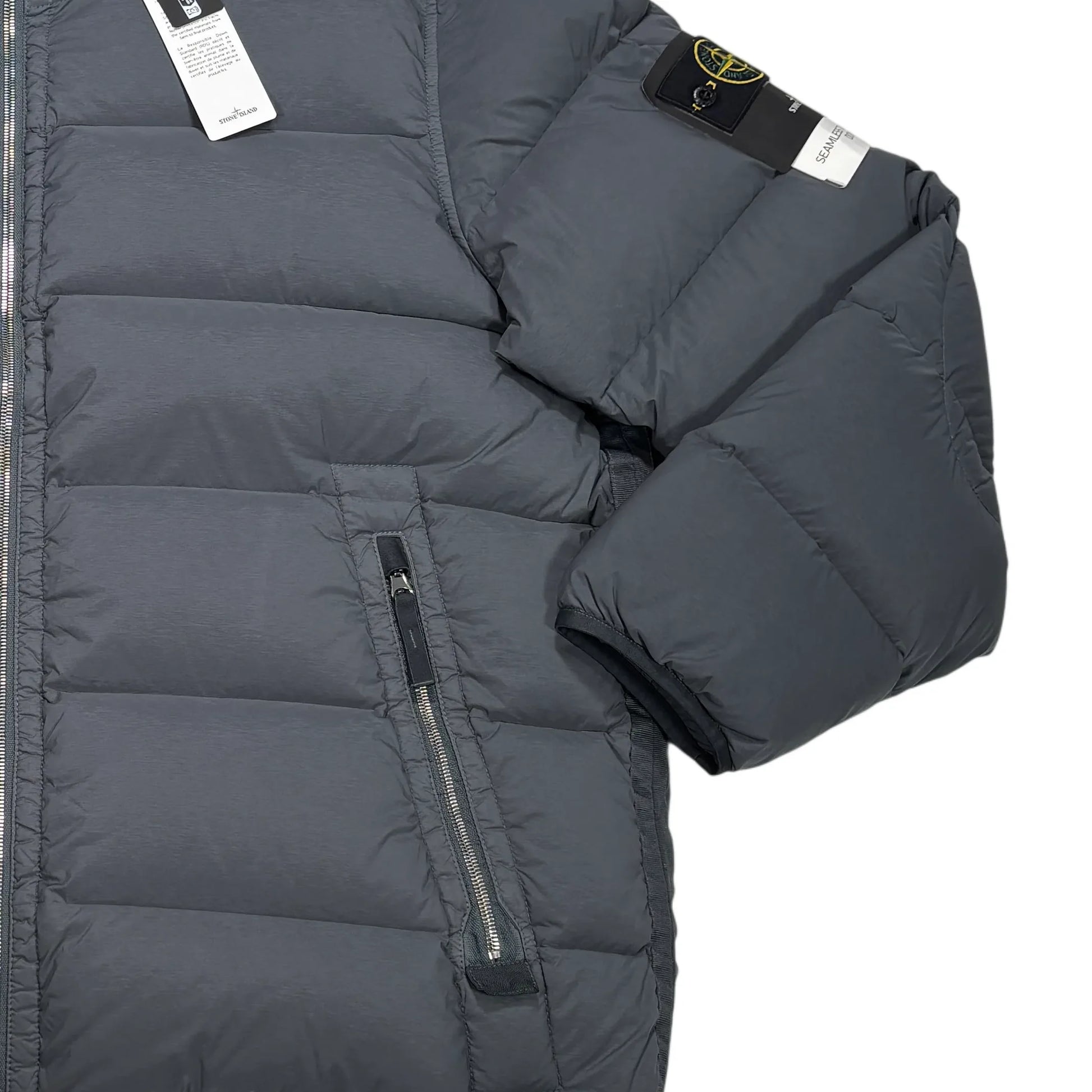 Stone Island Blue Seamless Tunnel Nylon Down-TC Compass Patch Puffer Jacket