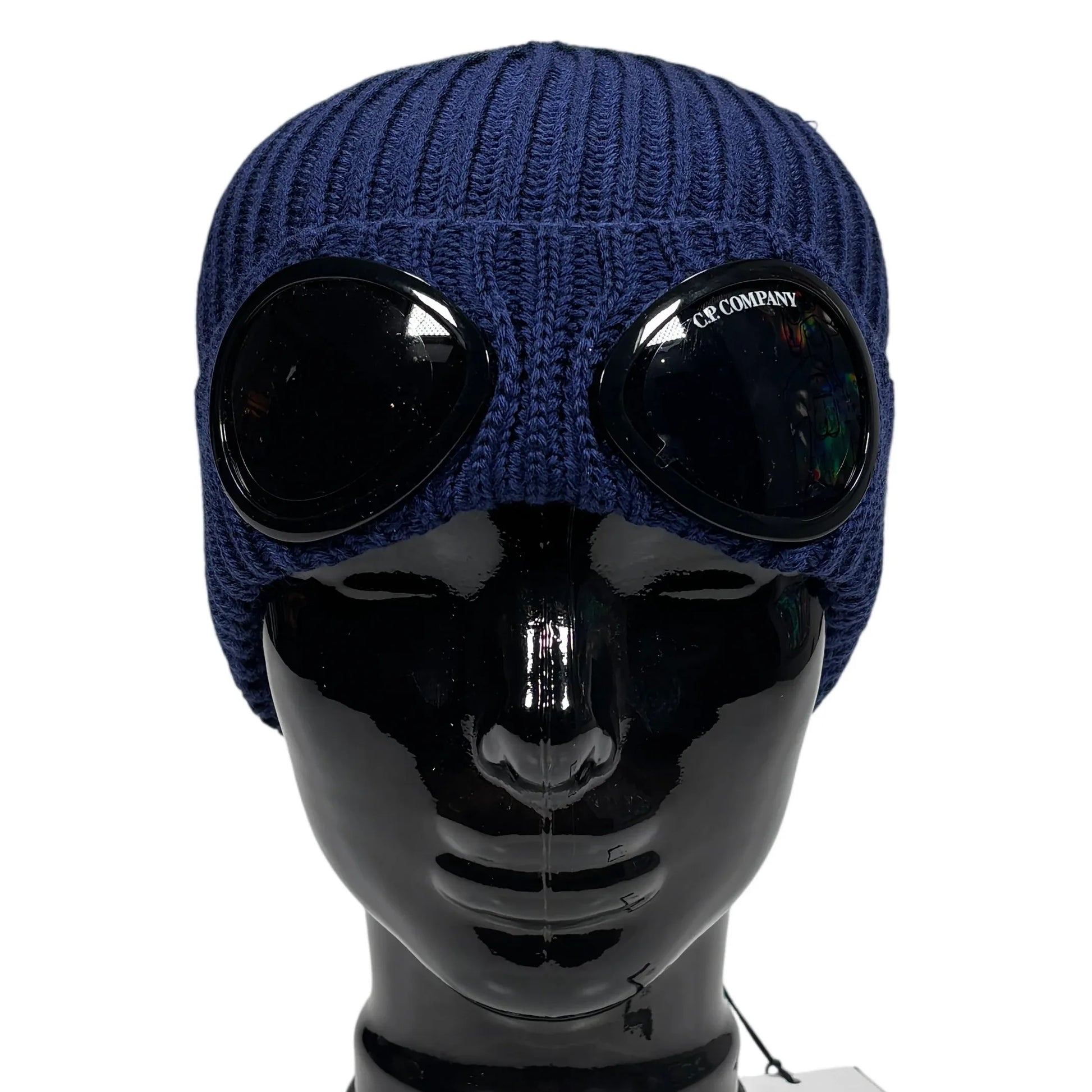 CP Company Navy Blue Double Goggle Beanie Hat