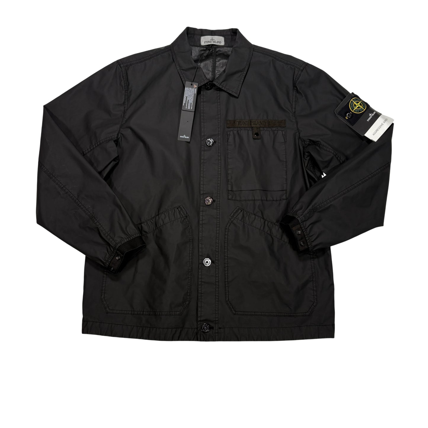 Stone Island Black Aggressive Gommato Compass Patch Jacket