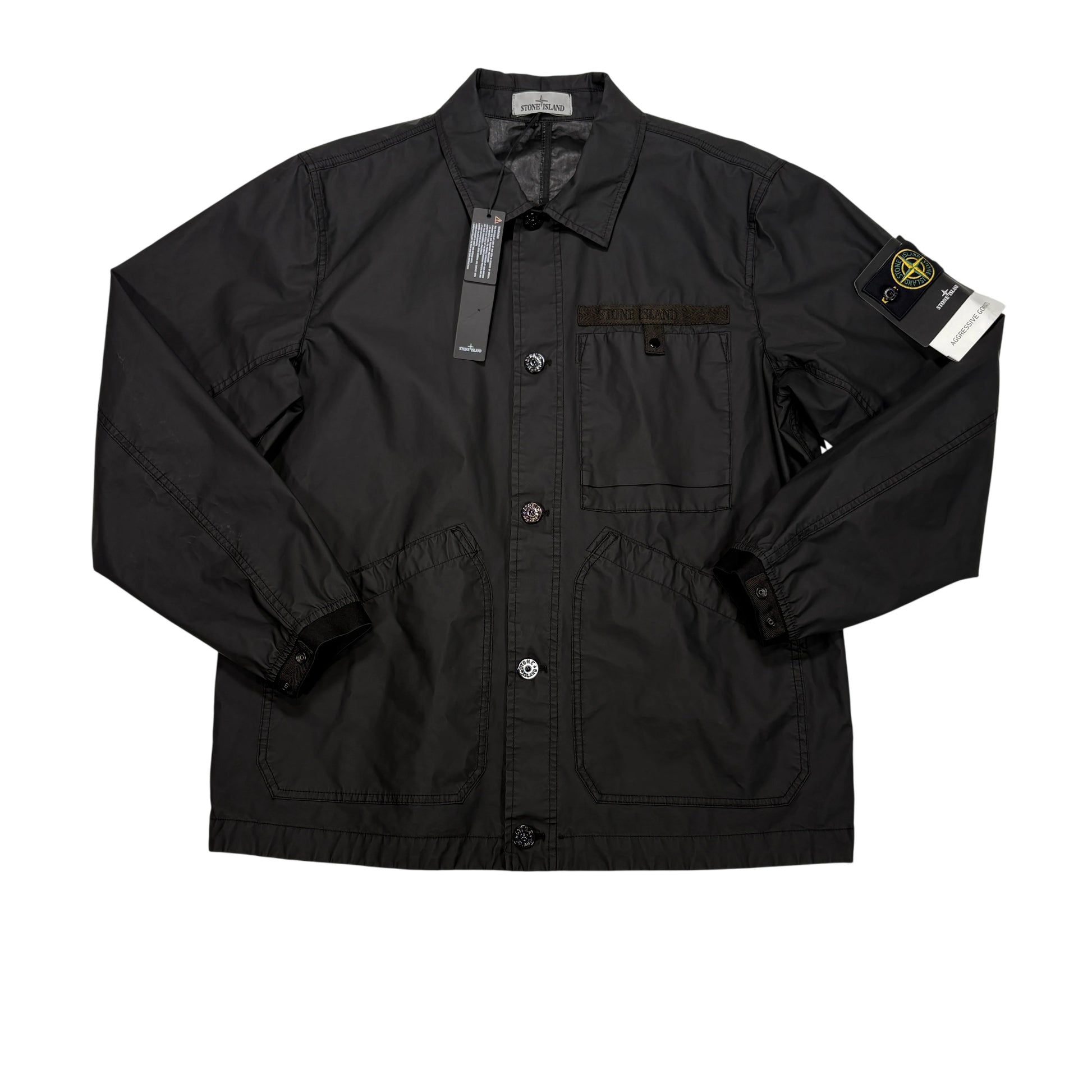 Stone Island Black Aggressive Gommato Compass Patch Jacket