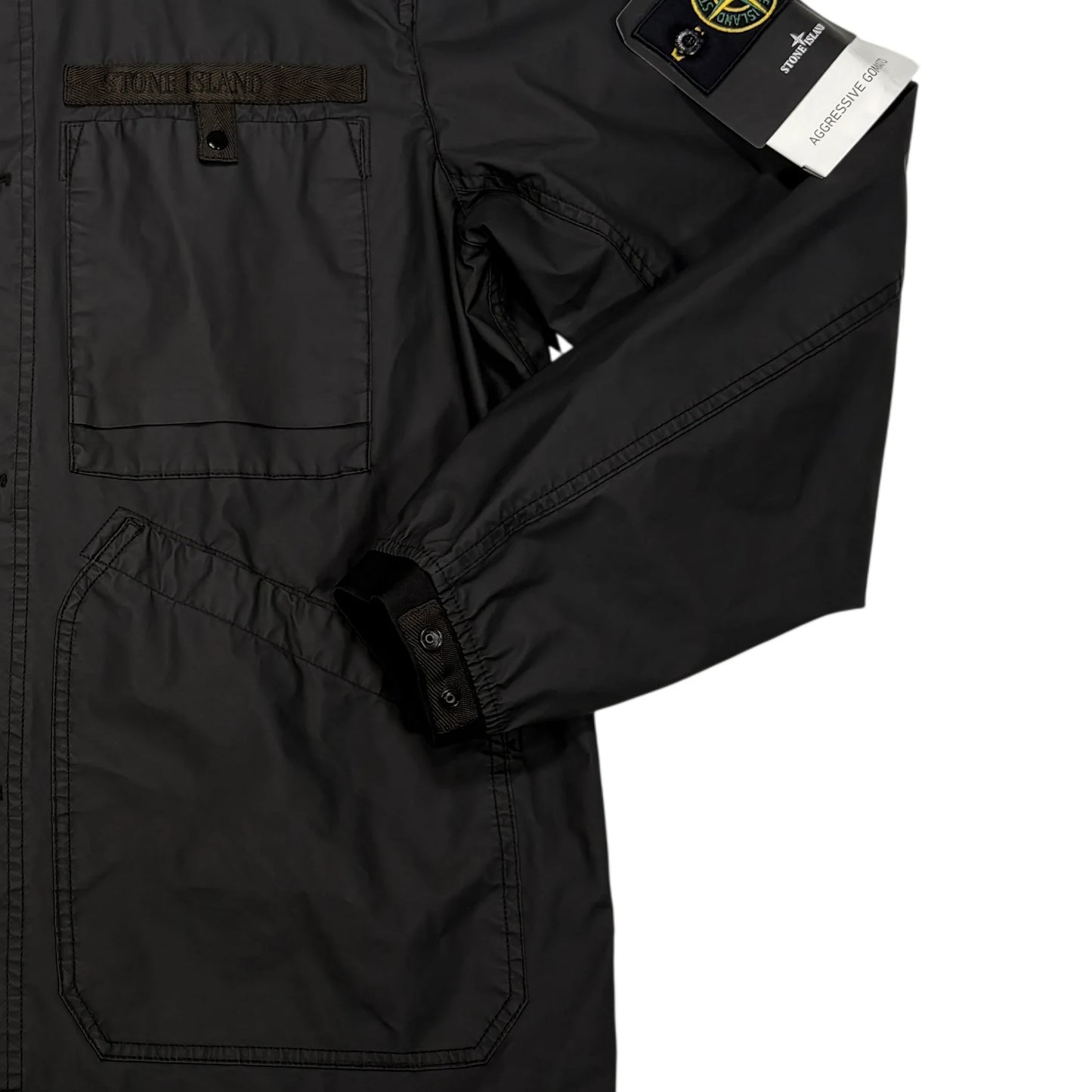 Stone Island Black Aggressive Gommato Compass Patch Jacket
