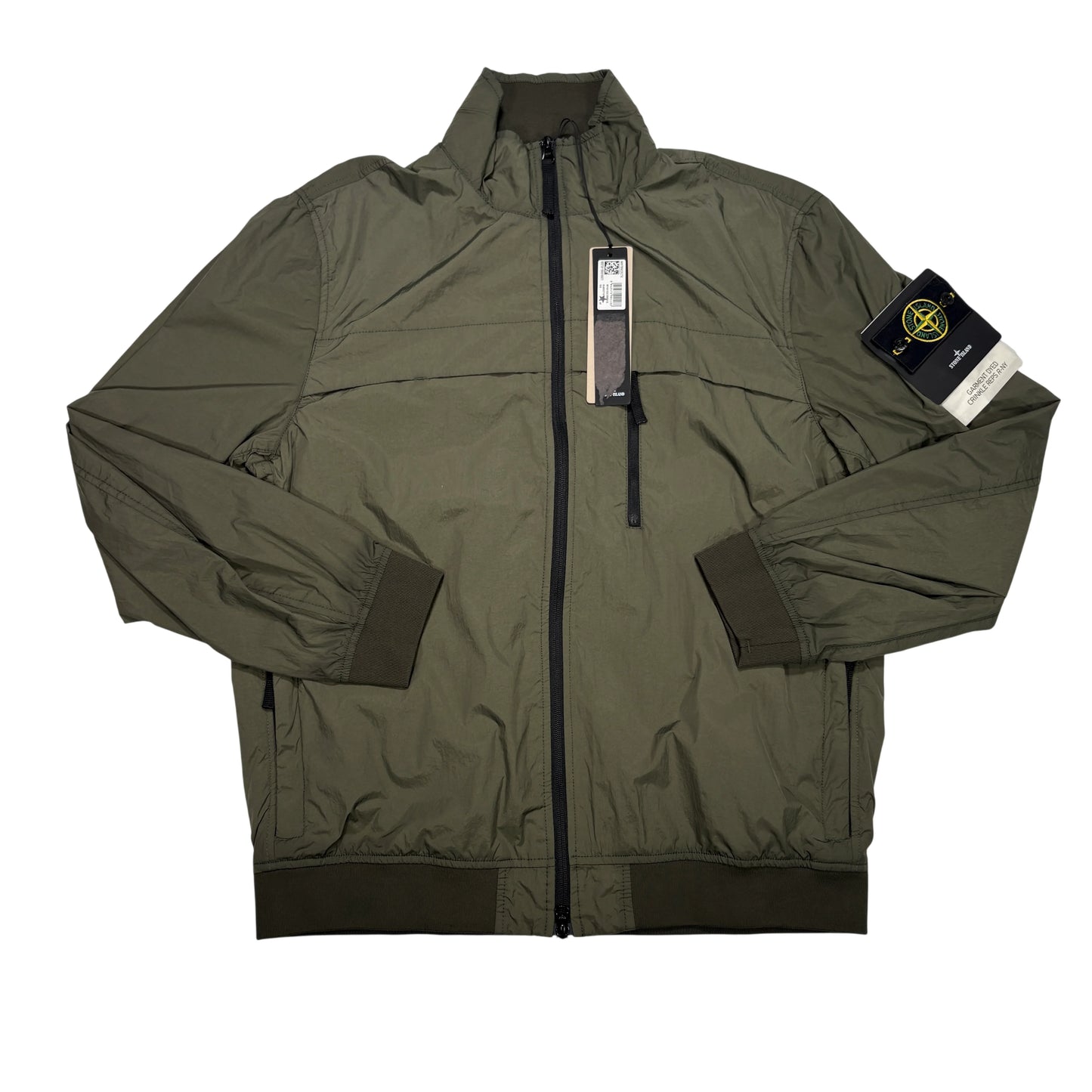Stone Island Green Garment Dyed Crinkle Reps R-NY Compass Patch Jacket