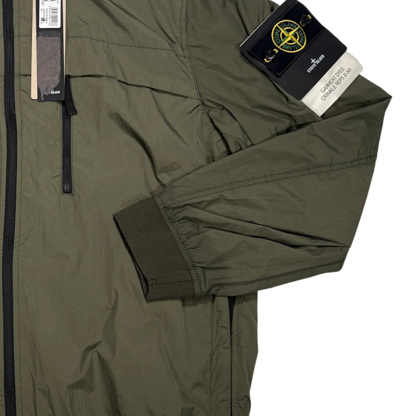 Stone Island Green Garment Dyed Crinkle Reps R-NY Compass Patch Jacket