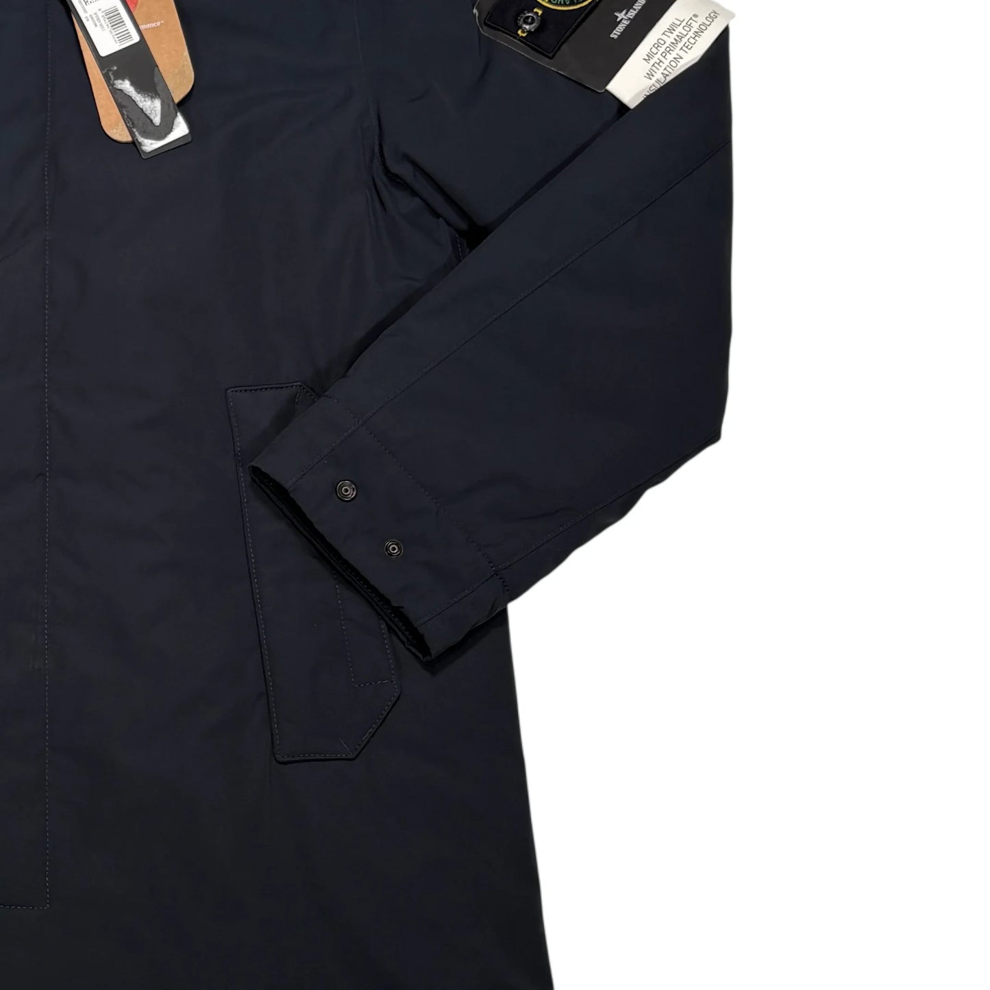 Stone Island Navy Micro Twill with Primaloft Insulation Technology Compass Patch Coat