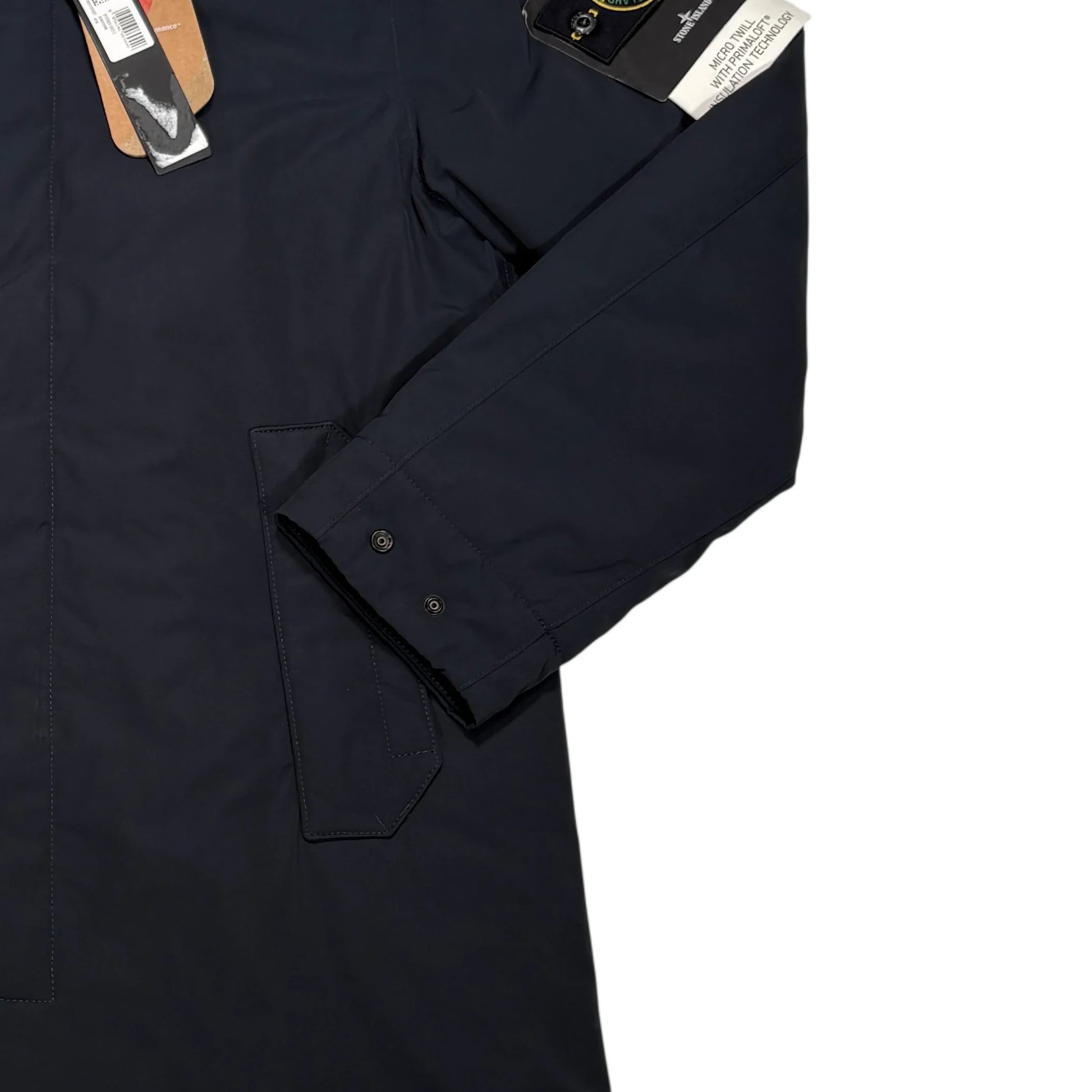 Stone Island Navy Micro Twill with Primaloft Insulation Technology Compass Patch Coat