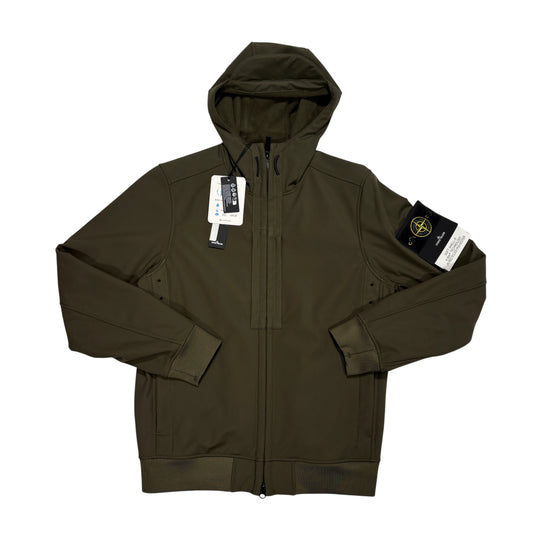 Stone Island Green Compass Patch Soft Shell-R e.dye Technology in Recycled Polyester Jacket