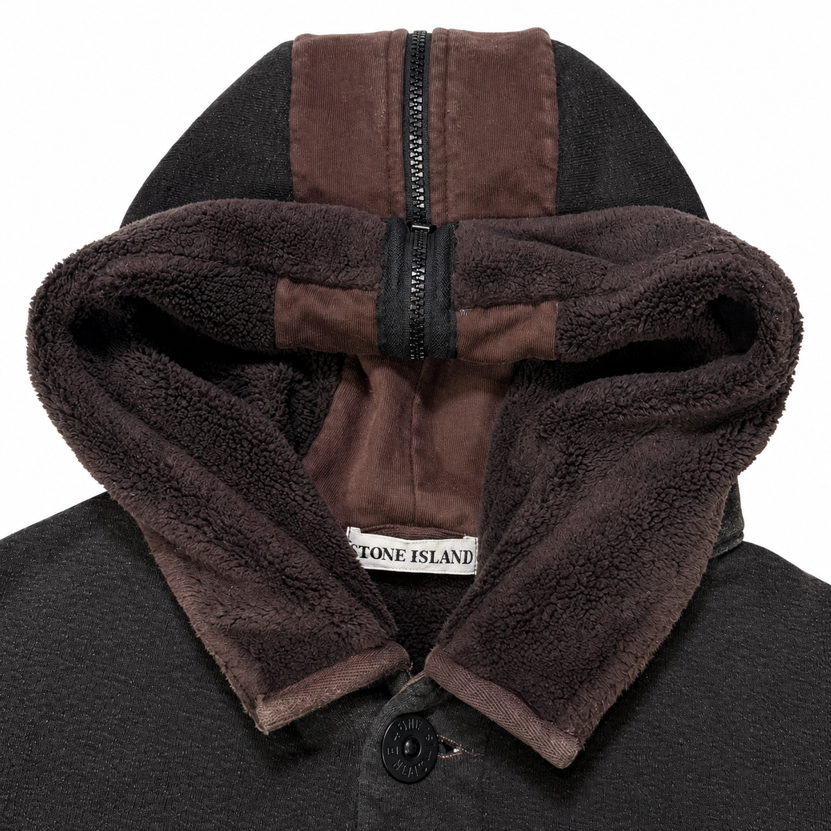 Stone island 1999 split hood fleece lined hoodie