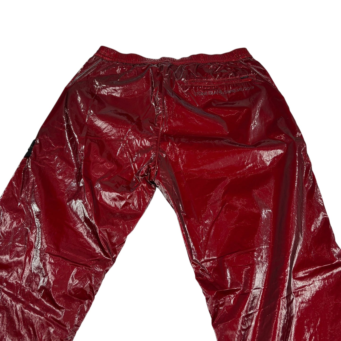 Stone Island x Supreme Burgundy Red Liquid Silk Trousers