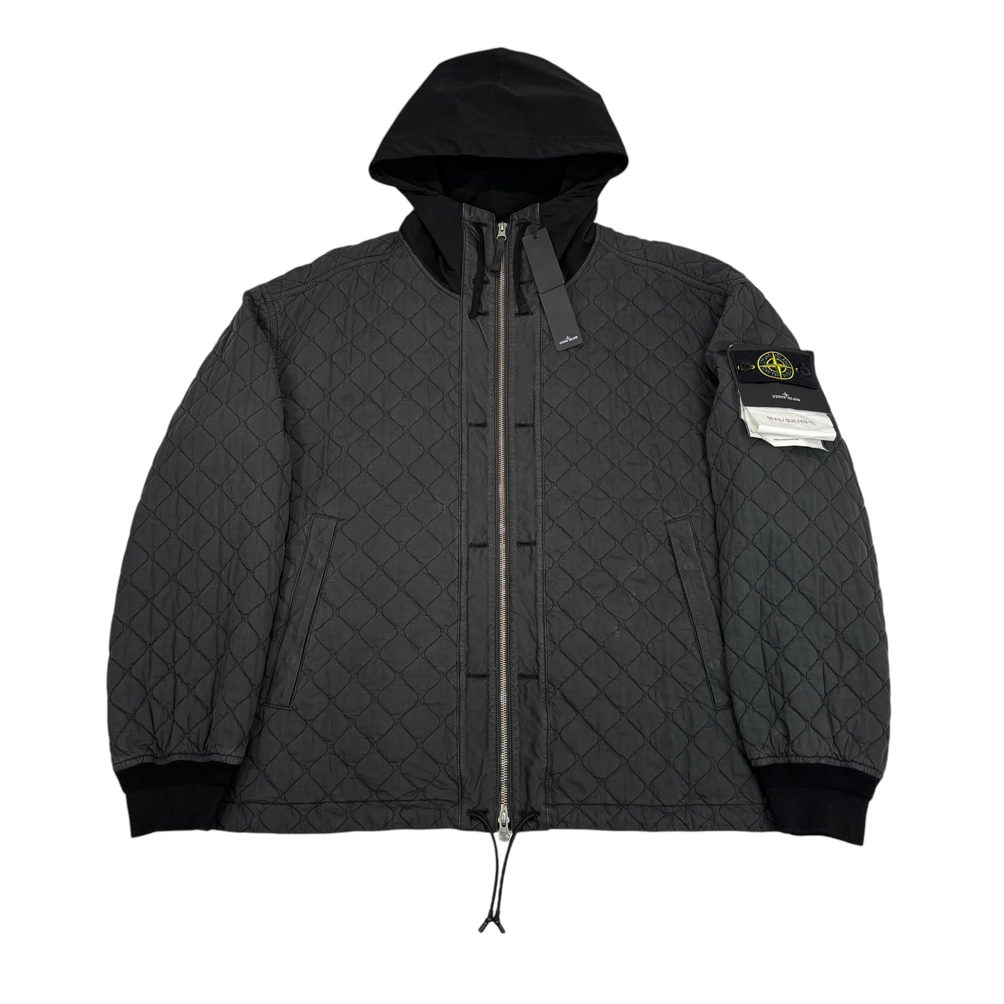 Stone Island Black 50 Fili Quilted-TC Compass Patch Jacket