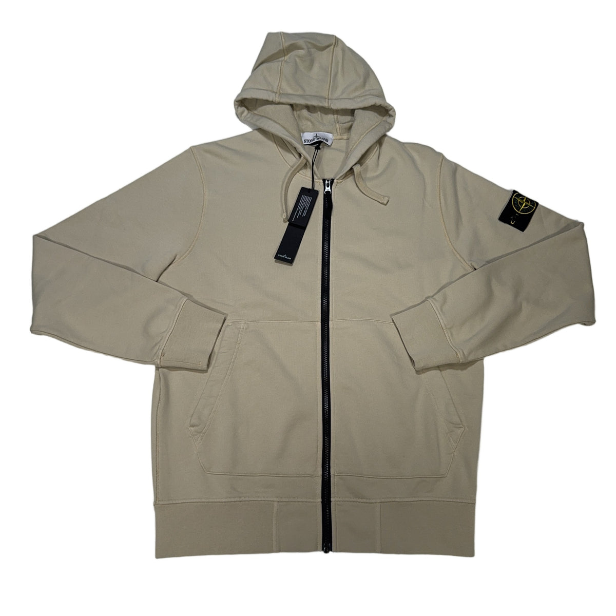 Stone Island Zip Up Beige Hoodie