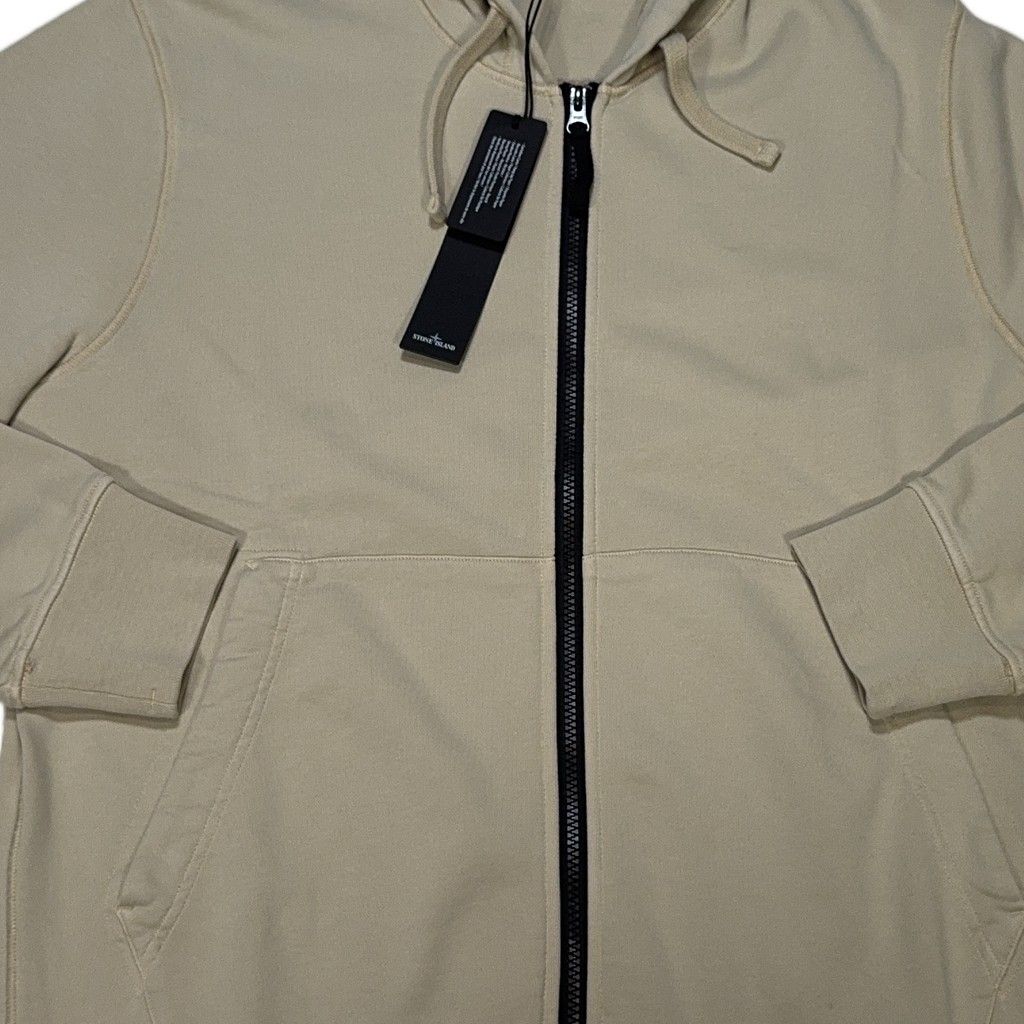Stone Island Zip Up Beige Hoodie