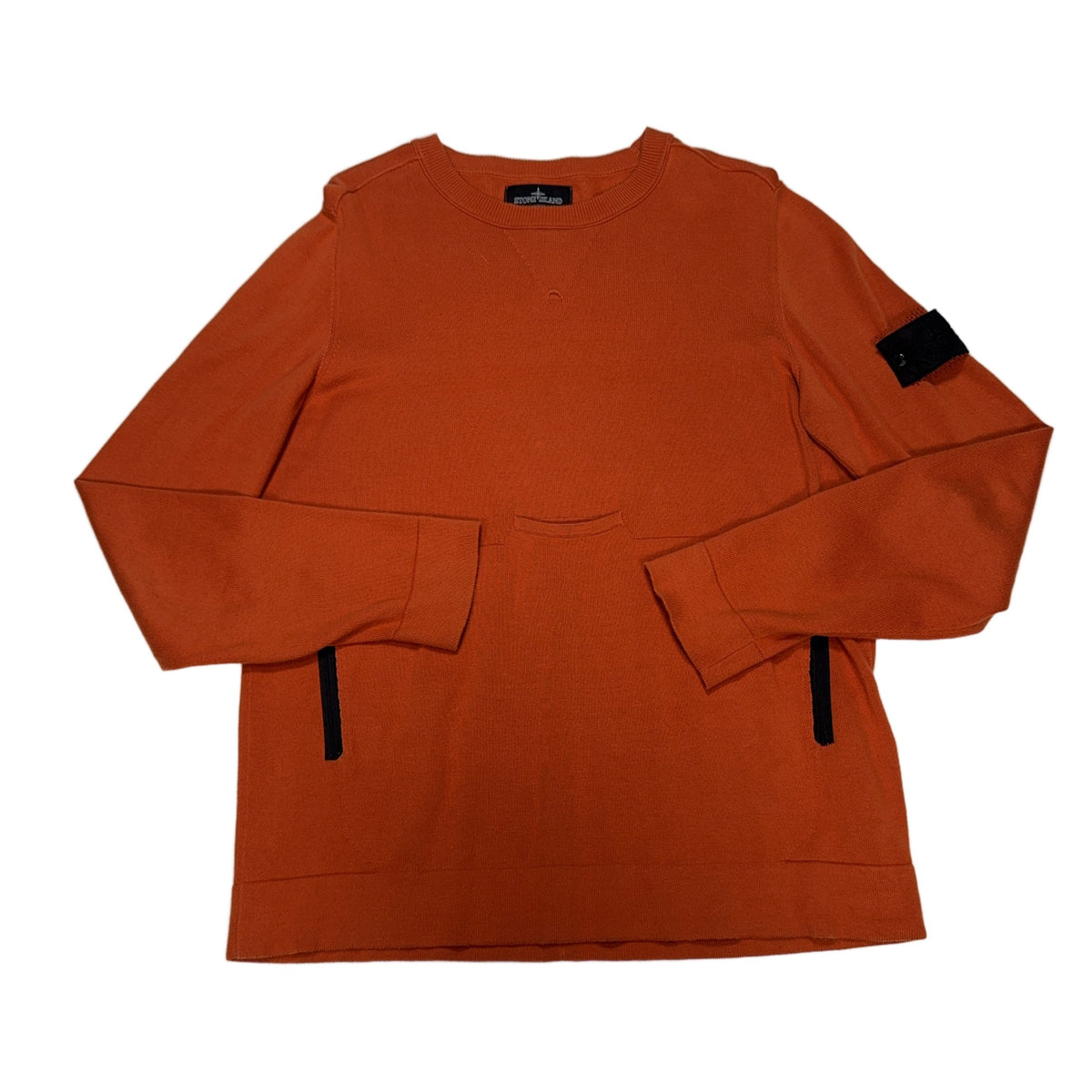 Stone Island Crew Neck Zip Pocket Jumper – Orange