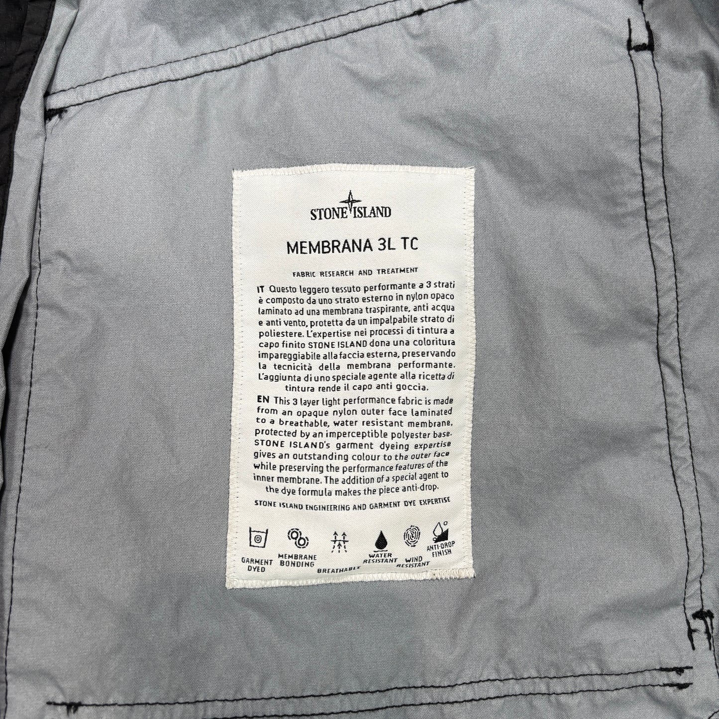 Stone Island Black Membrana 3L TC Coats