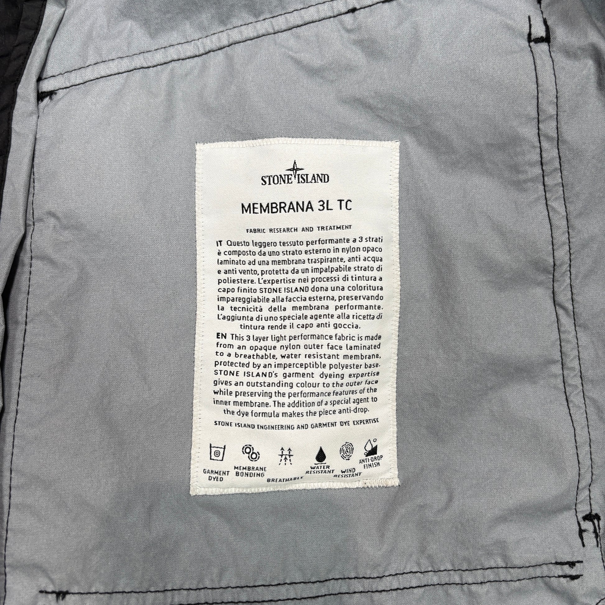 Stone Island Black Membrana 3L TC Coats