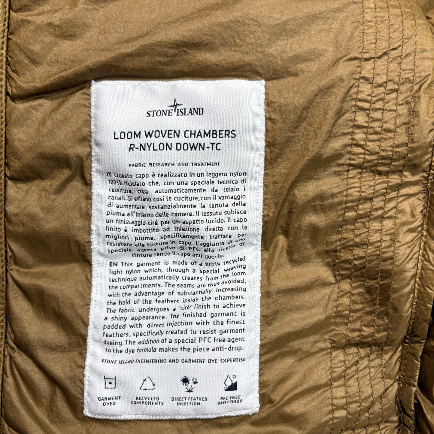 Stone Island Brown Loom Woven Chambers R-Nylon Down-TC Jacket