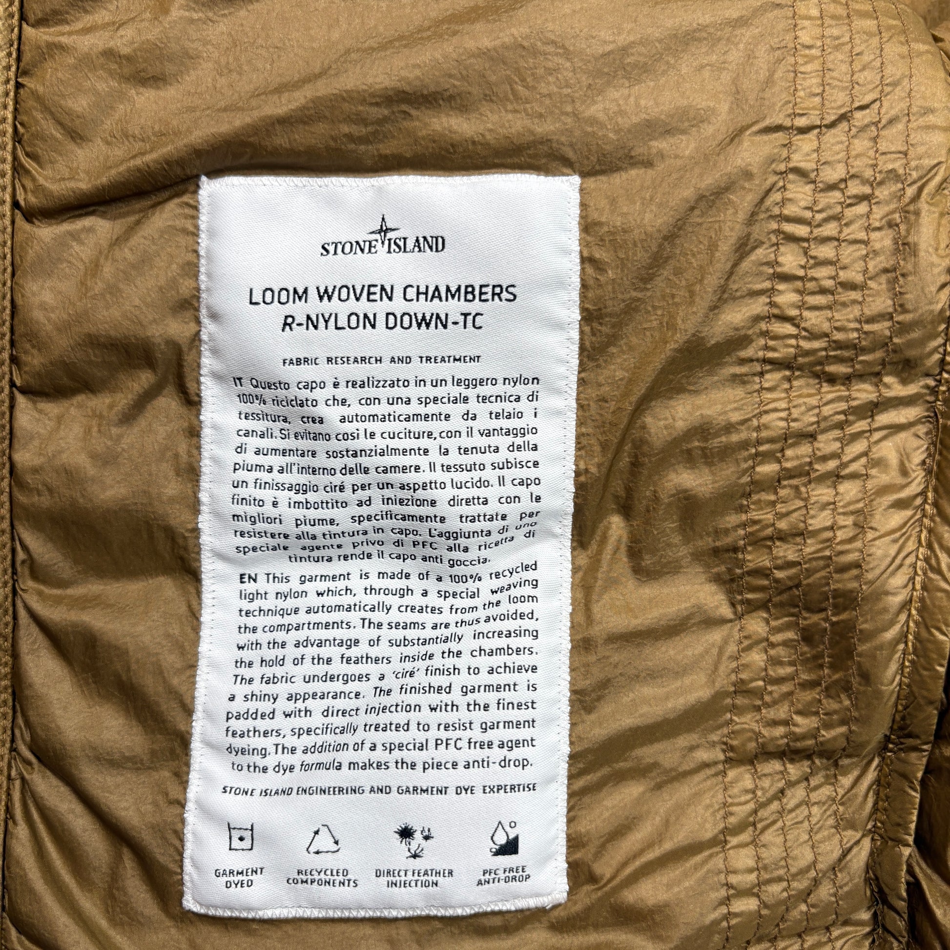 Stone Island Brown Loom Woven Chambers R-Nylon Down-TC Jacket
