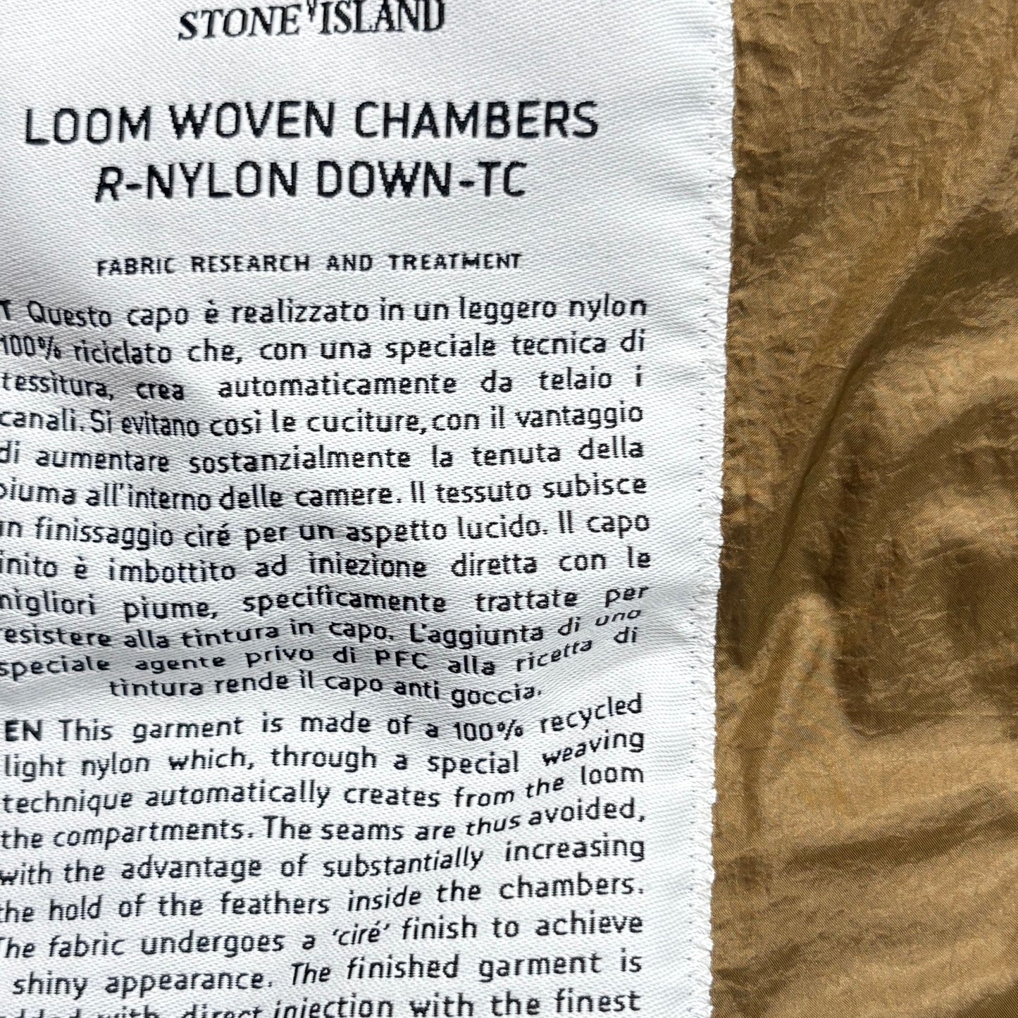 Stone Island Brown Loom Woven Chambers R-Nylon Down-TC Jacket