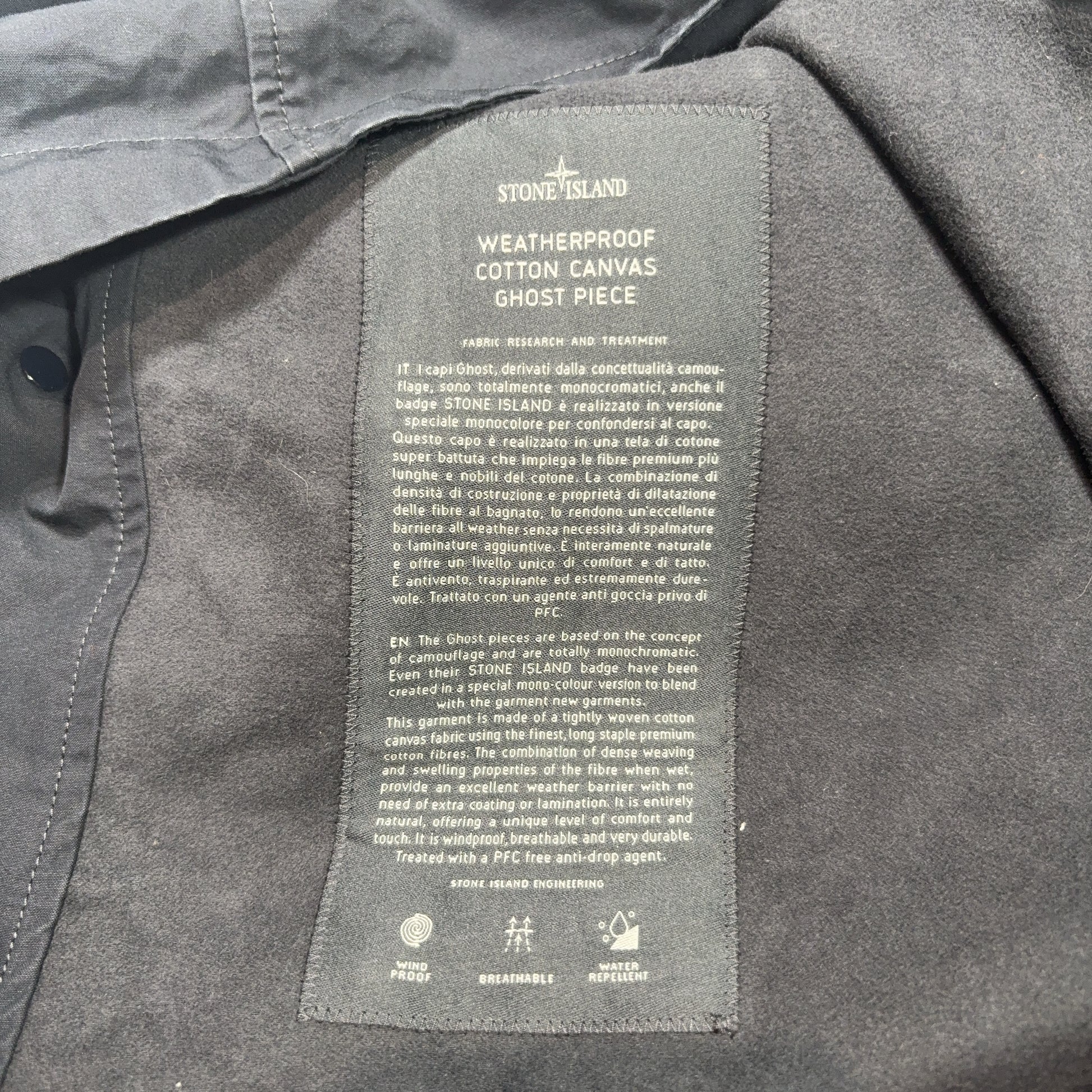 Stone Island Weatherproof Cotton Canvas Ghost Navy Jacket