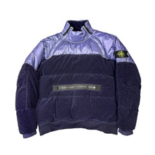 Load image into Gallery viewer, Stone Island Navy Blue Cotton Velvet Down-TC with Reverse Lamy Flock Pull Over Jacket

