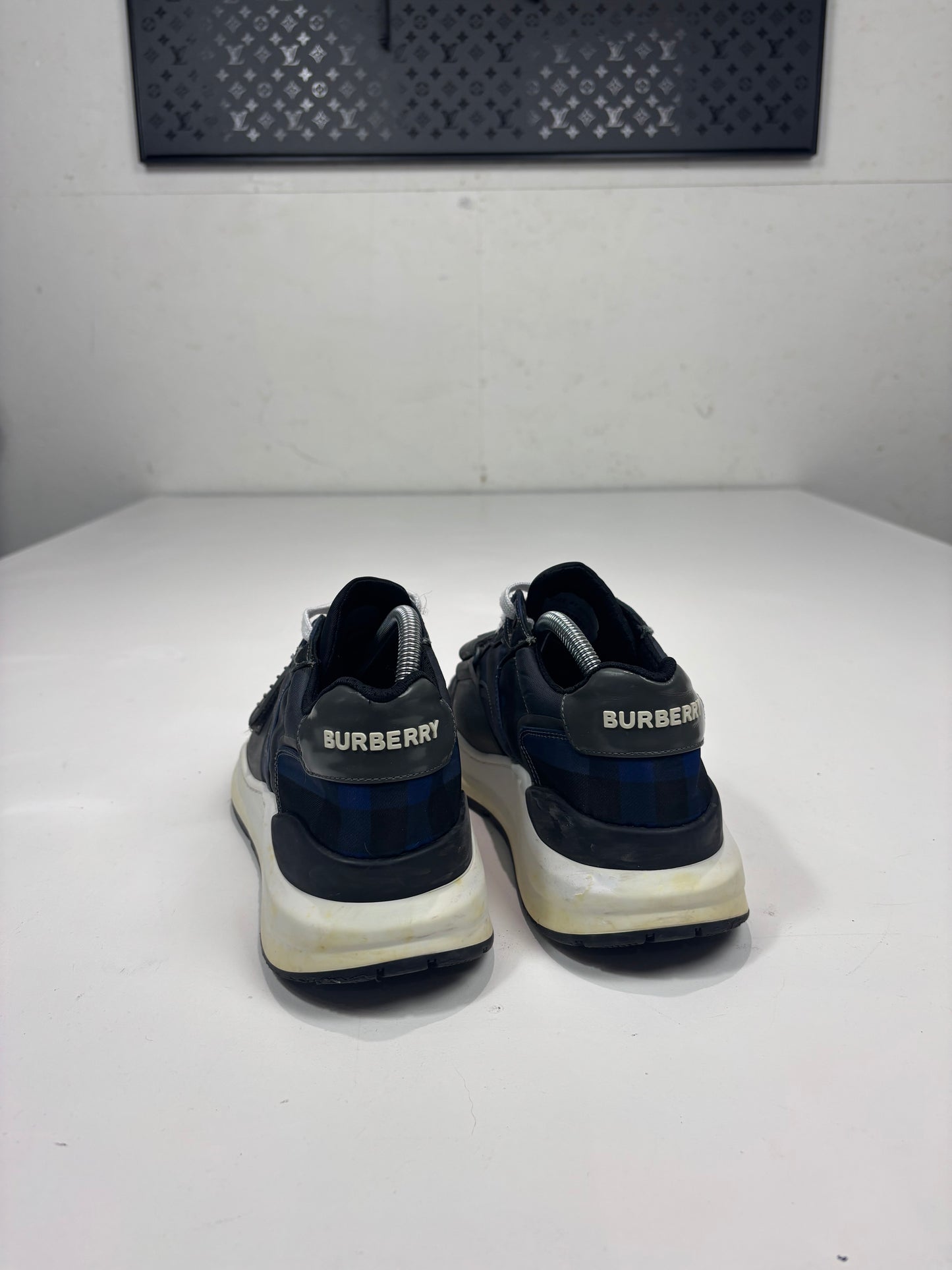 Burberry Royal Blue Checked Men’s Trainers