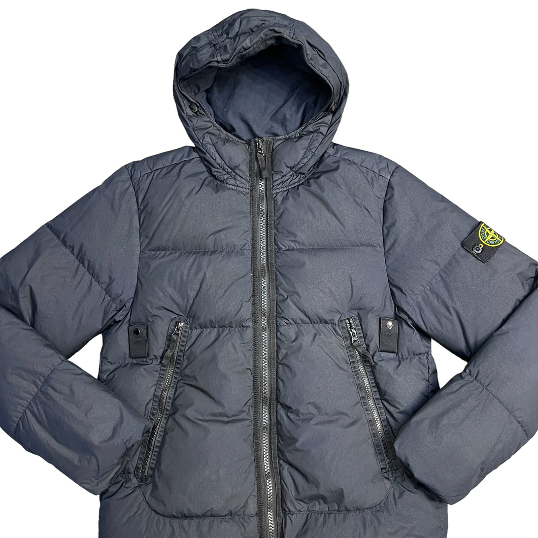 Stone Island Navy Blue Garment Dyed Crinkle Reps NY Down Coat