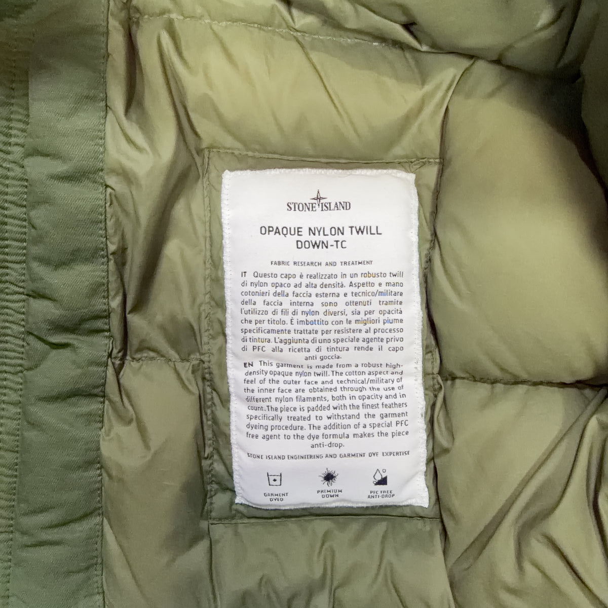 Stone Island Opaque Nylon Twill Down-TC Hooded Jacket – Olive Green