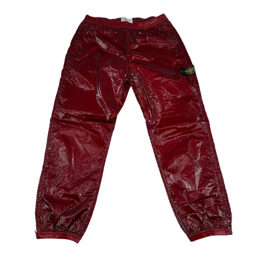 Stone Island x Supreme Burgundy Red Liquid Silk Trousers
