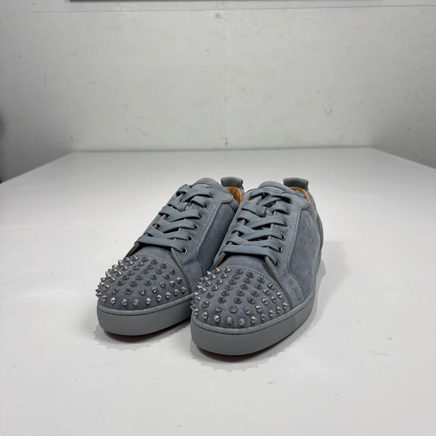 Christian Louboutin Grey Suede Spiked Trainers