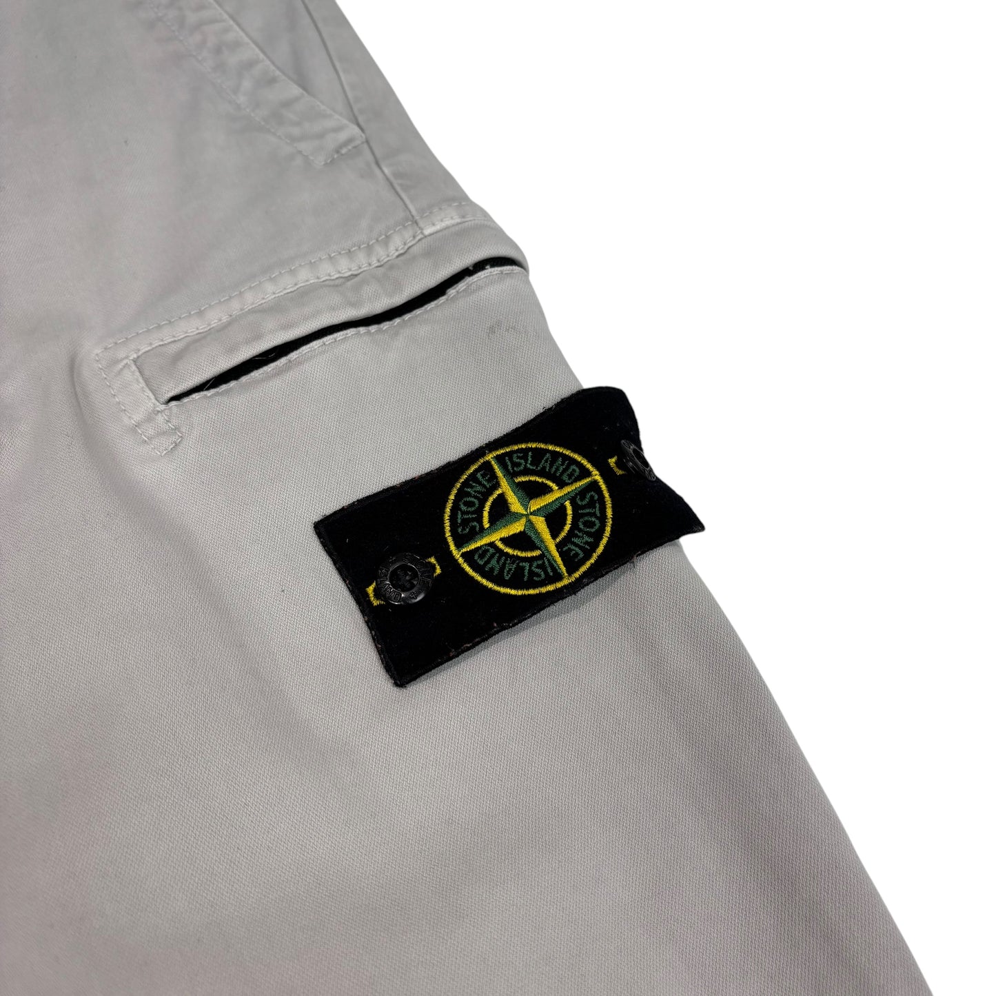 Stone Island Light Grey Compass-Patch Cotton Cargo Trousers