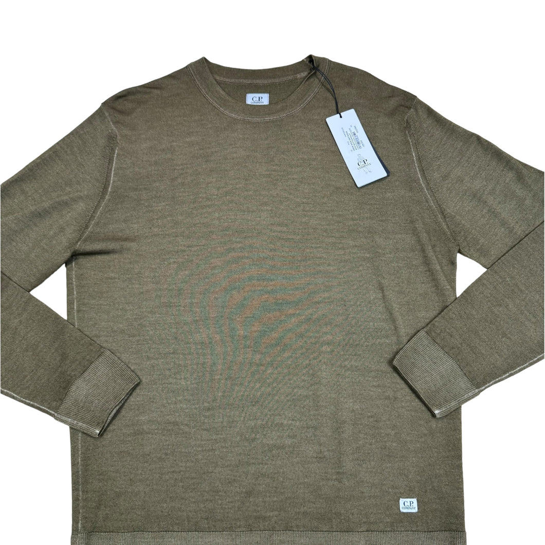 CP Company Butternut Brown Fast Dyed Merinos Crew-Neck Knitted Jumper