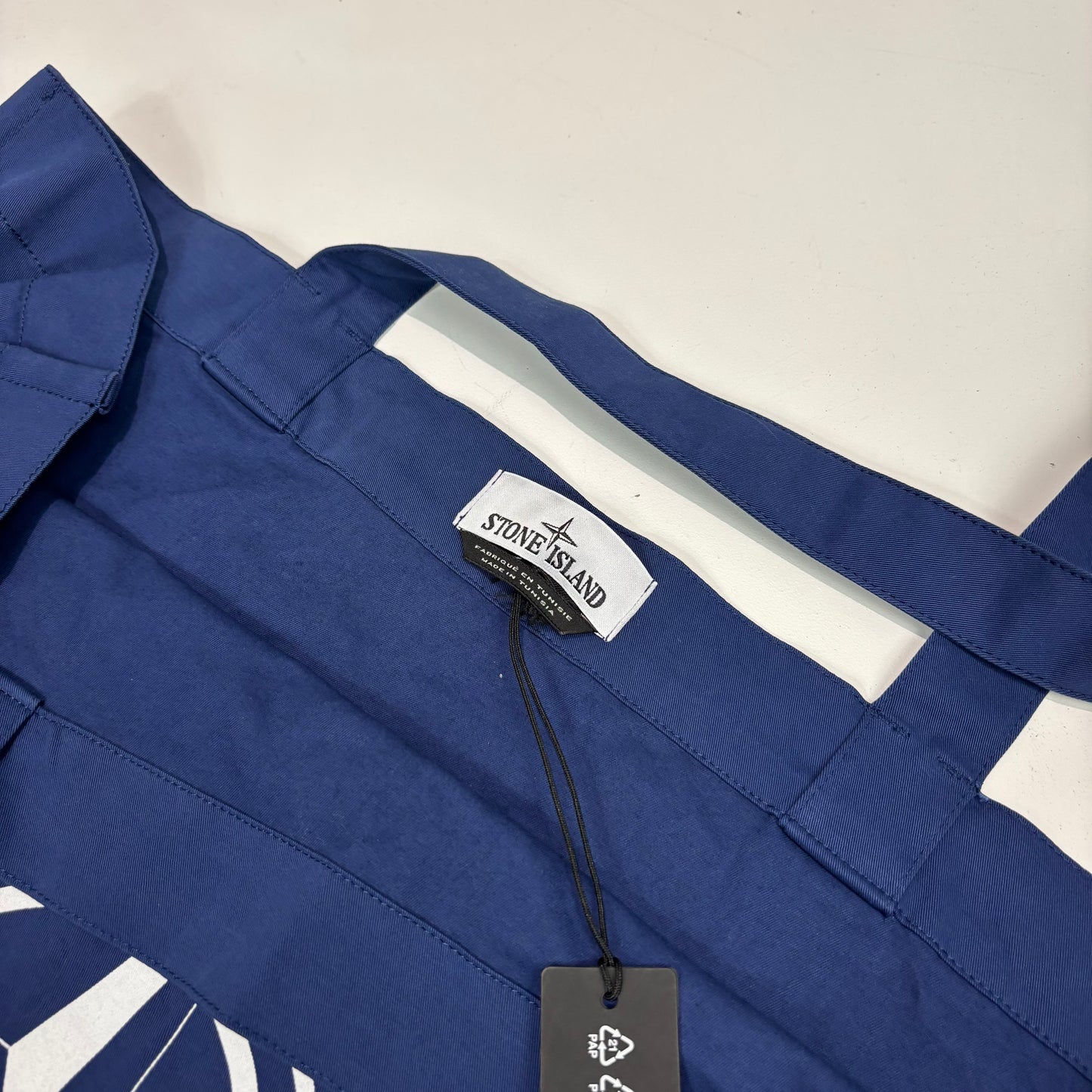 Stone Island Navy Blue Logo-Print Tote Bag