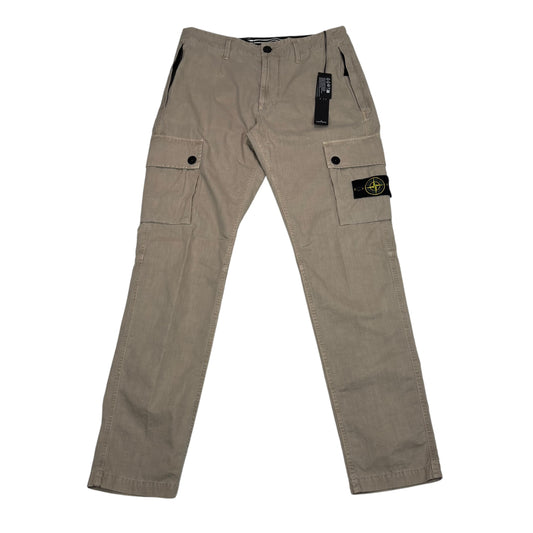 Stone Island Beige Compass-Patch Buttoned Cargo Trousers