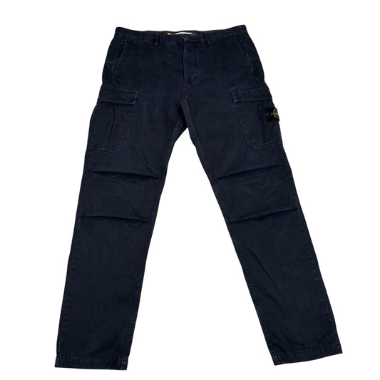 Stone Island Navy Blue Compass Patch Cargo Trousers