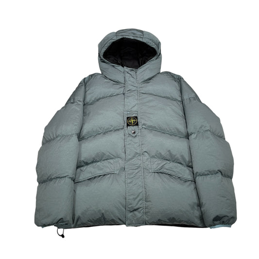 Stone Island Blue Center Patch Reversible with Arm Spell Out Embroidery Puffer Jacket
