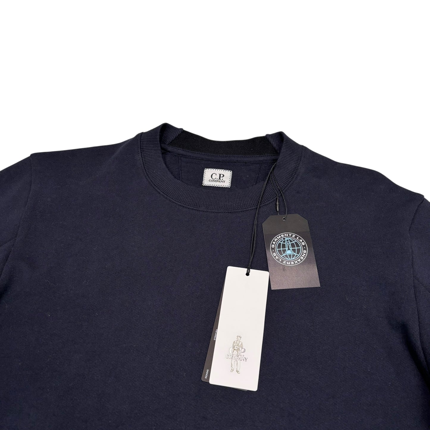 Cp Company Navy Blue Diagonal Fleece Single Goggle Crewneck Jumper