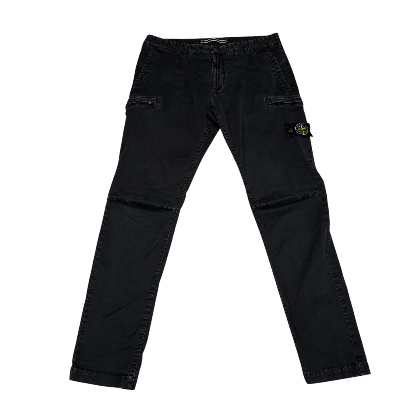 Stone Island Black Compass-Patch Cotton Cargo Trousers