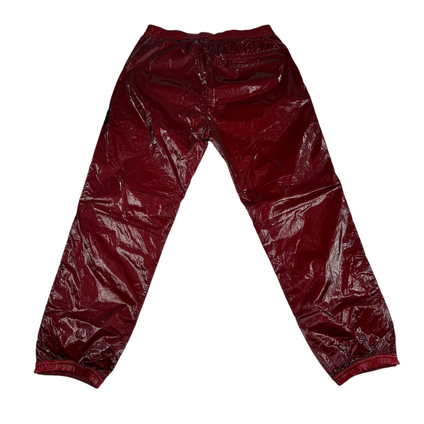 Stone Island x Supreme Burgundy Red Liquid Silk Trousers