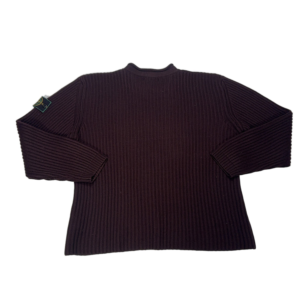 Stone Island Ribbed Green Edge Crew Neck Jumper – Brown