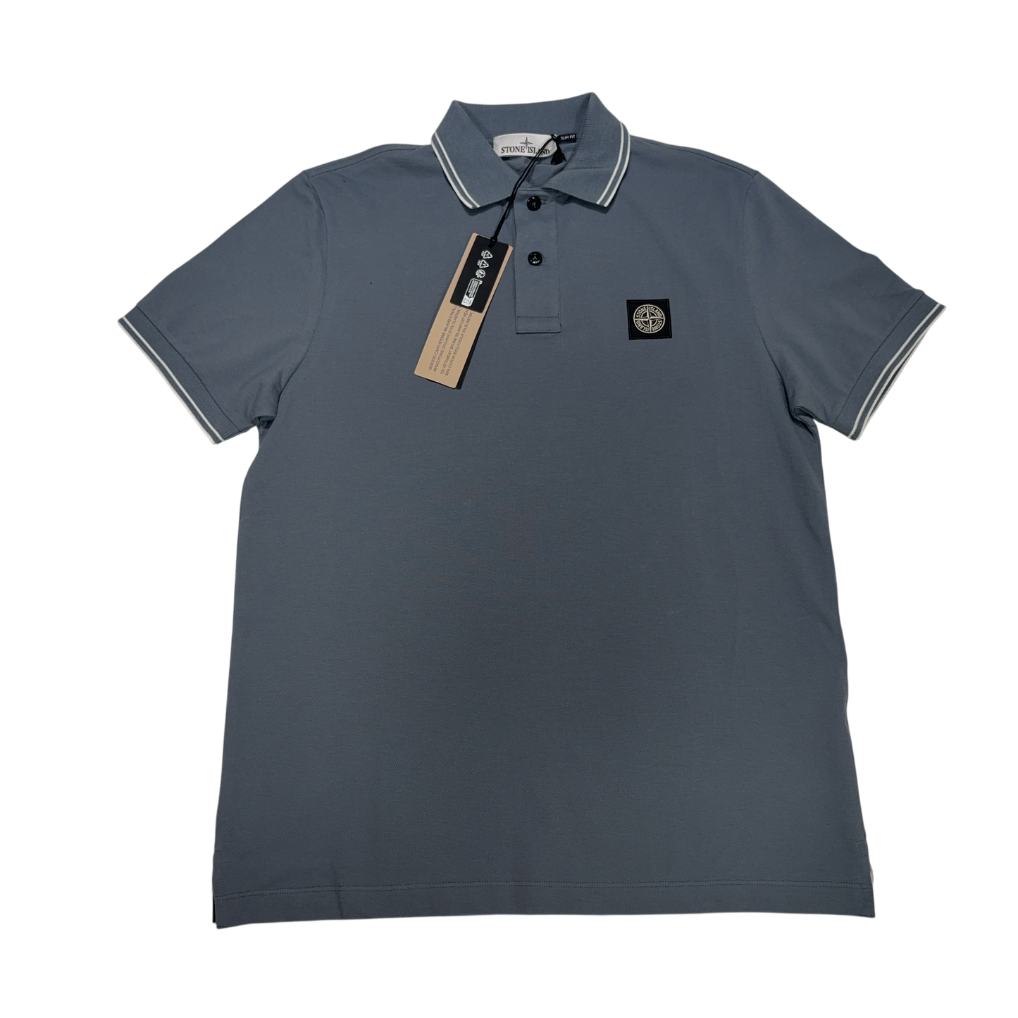 Stone Island Logo Patch Blue Polo Shirt